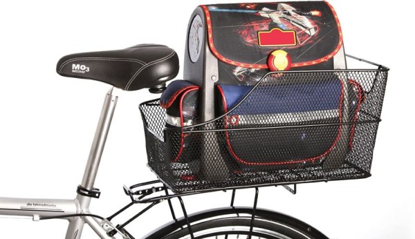 FISCHER Gepäckträgerkorb Schultasche, engmaschig, diebstahlsicher, Tragkraft 25 kg, schwarz, 62018