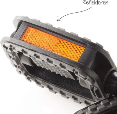 FISCHER Pedale mit Anti-Rutsch und Reflektoren, passend für alle Fahrradtypen, Schwarz, 85835