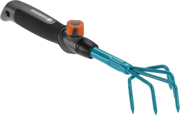 Gardena combisystem-Blumenkralle: 5-Zinken-Kleingrubber zum Lockern des Bodens in Beeten und Blumenkästen, Arbeitsbreite 7 cm, ergonomischer Griff, Korrosionsschutz (8923-20) 08923-20