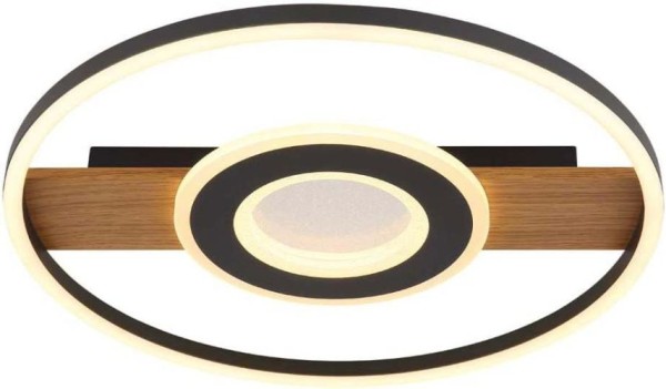 Globo Deckenlampe Deckenleuchte Wohnzimmerlampe Holzoptik Kristalle LED D 40,5 cm 67323-24