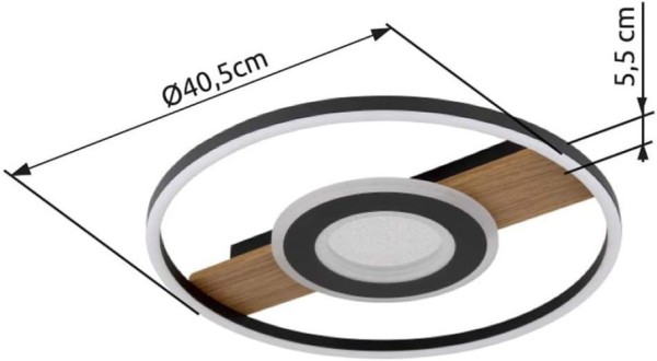 Globo Deckenlampe Deckenleuchte Wohnzimmerlampe Holzoptik Kristalle LED D 40,5 cm 67323-24