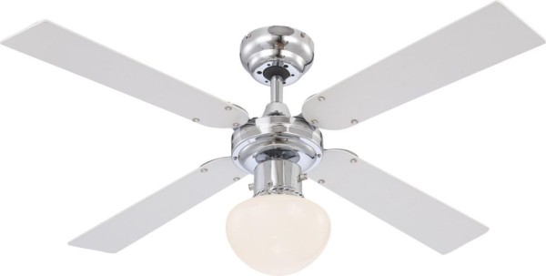 GLOBO Deckenventilator Chrom , E27, 3 Stufen, silberfarben/Weiß, 0330