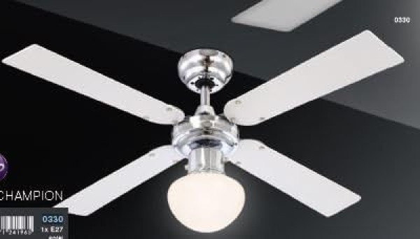 GLOBO Deckenventilator Chrom , E27, 3 Stufen, silberfarben/Weiß, 0330