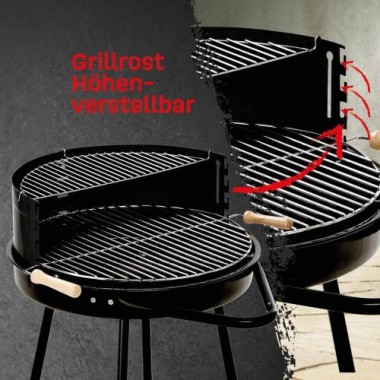 Preview: GRILLCHEF Holzkohlegrillwagen Corso, DM 48,5 cm, Mit Rollen inkl. Ablagetisch & Windschutz, 01252