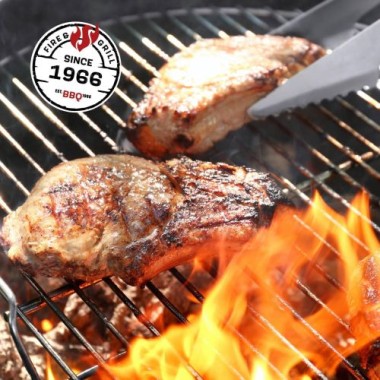 GRILLCHEF Holzkohlegrillwagen Corso, DM 48,5 cm, Mit Rollen inkl. Ablagetisch & Windschutz, 01252