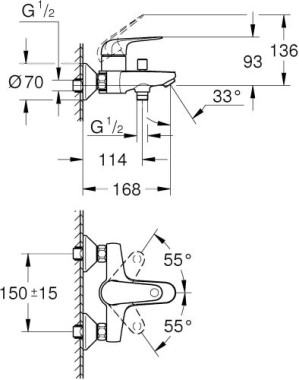 GROHE Swift Einhand Wannenarmatur, 1/2, chrom, 24335001