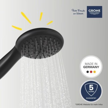 Preview: GROHE Vitalio 110 Duschkopf, wassersparend, 2 Strahlarten, schwarz, 279462431