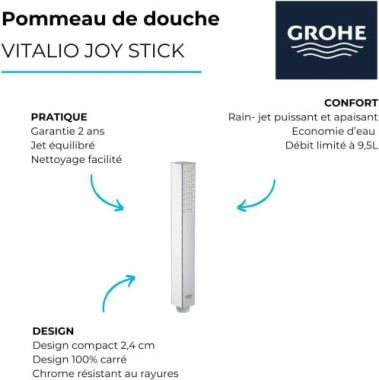 GROHE Vitalio Joy Cube Stick - Handbrause, 1 Strahlart, chrom, 26392000