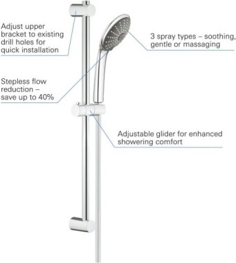 GROHE Vitalio Joy Massage Brausestangenset, 3 Strahlarten, chrom, 27333000