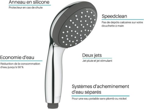GROHE Vitalio Start 100 - Handbrause, wassersparend, 2 Strahlarten, chrom, 27946000