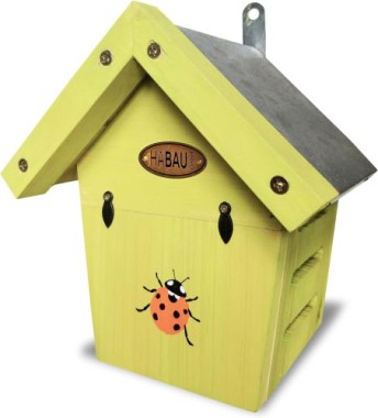 Habau Marienkäferhaus - Insektenhotel aus lasiertem Massivholz, 18x14x21 cm, 3013