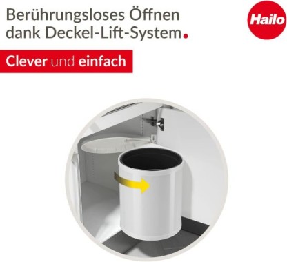 Hailo Compact-Box M Einbau Mülleimer, 15 Liter, für Schranktüren ab 40 cm Breite, weiß, 3555-001