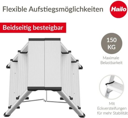 Hailo D60 StandardLine Trittleiter, 2 x 3 Stufen, 4443-701