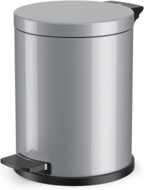 Hailo Solid M Mülleimer, 12 Liter, Tretmülleimer, Stahlblech, silber, 0514-079