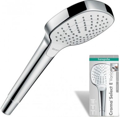 hansgrohe Duschkopf Croma Select E (Regendusche, 3 Strahlarten) weiß/chrom (Vario) 531029