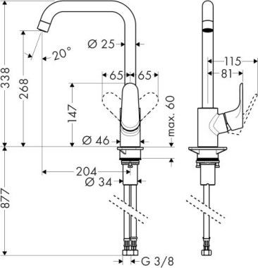 hansgrohe Focus M41 Einhebel-Küchenmischer 260, 1jet, 31820000