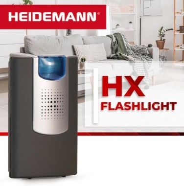 Heidemann Funkgong Set HX Flashlight (anthrazit, max. Reichweite 200 m, Lautstärke 4-stufig einstellbar bis 90 dB 8 Melodien einstellbar, Klingel, inkl. Sender + Empfänger, Türklingel) 70825 Anthrazit Funkgong Set HX Flashlight 70825