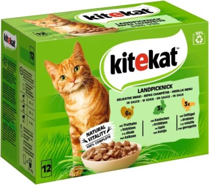 KITEKAT Landpicknick in Sauce, Portionsbeutel, Multipack, 12x85g, 452955