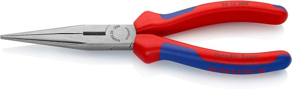 Knipex Flachrundzange mit Schneide (Storchschnabelzange) schwarz atramentiert, 200 mm