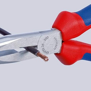Knipex Flachrundzange mit Schneide (Storchschnabelzange) schwarz atramentiert, 200 mm
