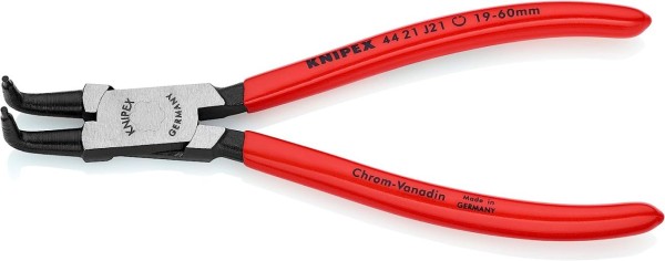 Knipex Sicherungsringzange für Innenringe in Bohrungen, schwarz atramentiert, mit Kunststoff überzogen, 170 mm, 44 21 J21