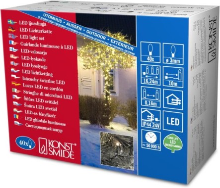 Konstsmide Micro-Lichterkette, 40 LEDs Warmweiß, 6,24 Meter, 3610-110