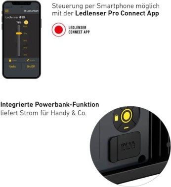 Ledlenser iF8R LED Baustrahler, aufladbar, Lithium Akku, kabellos, IP54, 4500 Lumen, Bluetooth Steuerung, 502002