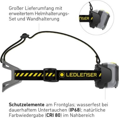 Ledlenser Stirnlampe HF8R Work, wasserdicht mit Rotlicht, 502802