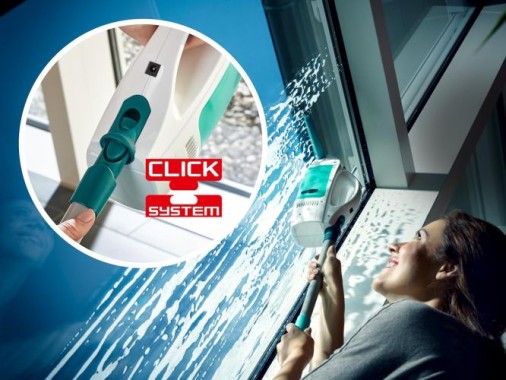 Leifheit Fenstersauger Set Dry and Clean mit 28 cm Saugdüse für 360° streifenfreie Reinigung, 51000