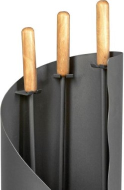 Preview: Lienbacher Kaminbesteck, 3-teilig, 64 cm, anthrazit beschichtet, Holzgriffe, 21.02.711.2
