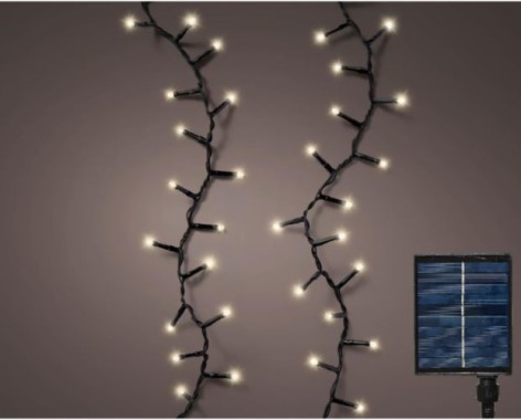 LUMINEO LED Solar-Lichterkette mit 8 Funktionen und Glitzer-Effekt, warmweiß, Länge, 1100 cm, 500 LEDs, 496273