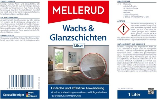 MELLERUD Wachs & Glanzschichten Löser 1 Liter, 2001000325