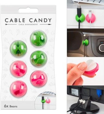 MLINE Cable Candy, Kabelhalter und Kabelführung, Beans grün/pink, CC019