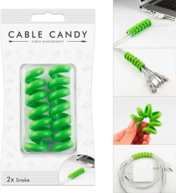 MLINE Cable Candy, Kabelhalter und Ordner, 2 Stk. Schlange grün, CC010