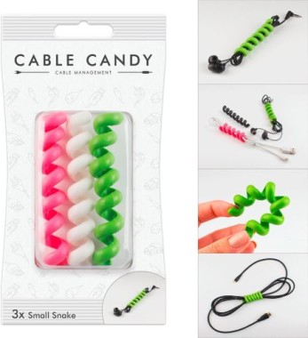 MLINE Cable Candy, Kabelhalter und Ordner, Kleine Schlange pink/weiß/grün, CC012