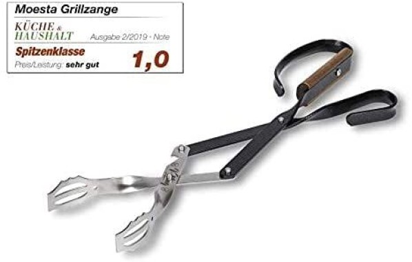 Moesta-BBQ 10504 Grillzange V-Tong 43 cm – Servierzange mit Holzgriff – Multifunktionale Fleischzange mit Flaschenöffner 43cm 10504