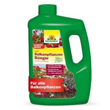 Neudorff Azet BalkonpflanzenDünger – 100% natürlicher Bio Dünger für üppig blühende Balkonkästen und Kübel und reiche Ernte aller Balkonpflanzen, 2 Liter 1434