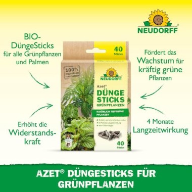 Preview: Neudorff Azet DüngeSticks für Grünpflanzen – Bio Düngestäbchen mit 4 Monaten Langzeitwirkung, 40 Stück 1418