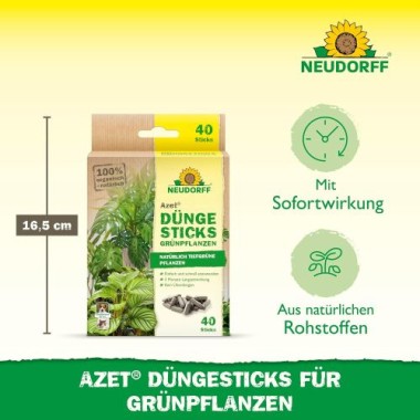Preview: Neudorff Azet DüngeSticks für Grünpflanzen – Bio Düngestäbchen mit 4 Monaten Langzeitwirkung, 40 Stück 1418