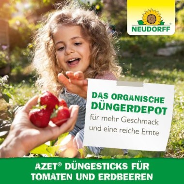 Neudorff Azet DüngeSticks für Tomaten und Erdbeeren – Bio Düngestäbchen für viele leckere Tomaten und Erdbeeren mit 2 Monaten Langzeitwirkung, 40 Sticks 1415