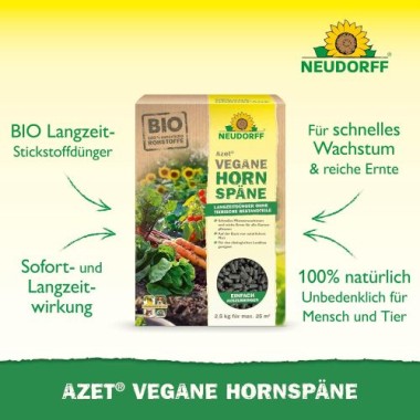 Neudorff Azet Vegane Hornspäne – 100% natürlicher Stickstoff-Langzeitdünger für alle Pflanzen, 2 kg 1436