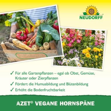 Neudorff Azet Vegane Hornspäne – 100% natürlicher Stickstoff-Langzeitdünger für alle Pflanzen, 2 kg 1436