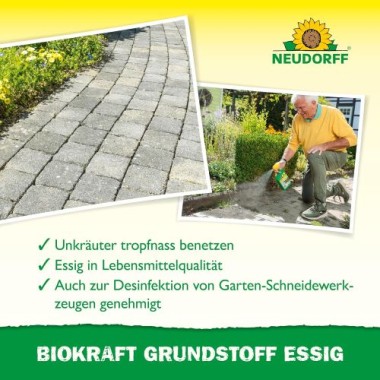 Neudorff BioKraft Grundstoff Essig – 100% natürlicher, anwendungsfertiger Unkrautvernichter, 1 Liter Spray, 1994