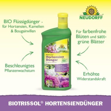 Neudorff BioTrissol HortensienDünger - Organischer Bio-Dünger mit Extra Eisen und hohem Kaliumgehalt, 1 Liter, 01404
