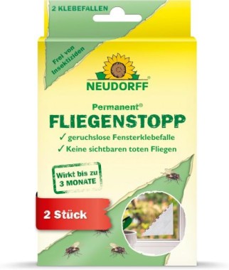 Neudorff Permanent FliegenStopp – Bekämpft zuverlässig Fliegen direkt am Fenster mit Langzeitwirkung, insektizidfrei, 2 Stück 1375