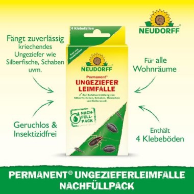 Preview: Neudorff Permanent UngezieferLeimFalle Nachfüllpack, 4 Stück, 01273