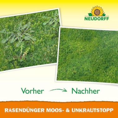 Neudorff RasenDünger Moos- & UnkrautStopp 5 Kg für 100m², organisch-mineralischer Dünger mit Eisen und Kalium, 1295