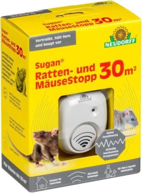Neudorff Sugan Ratten- und Mäuse Stopp 30m² - Ultraschall-Gerät für Innenräume, 03036
