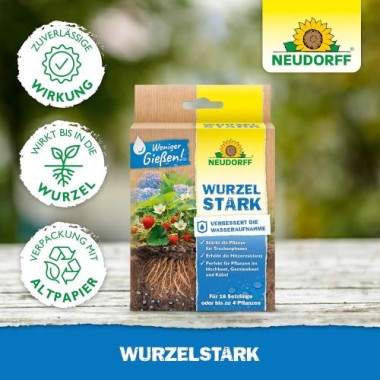 Neudorff Wurzelstark – Natürlicher Mykorrhiza Wurzelaktivator für schnelles Wurzelwachstum aller Pflanzen. Weniger Gießen, auch in Trockenperioden, 36 g 1398