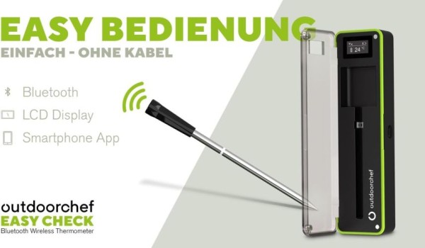 OUTDOORCHEF Easy Check Thermometer, Wireless Bluetooth Grillthermometer, 14.491.94